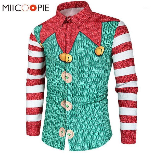 

funny 3d printed shirt men new brand christmas clown dress up striped long sleeve oversized shirts 2020 fashion male streetwear1, White;black