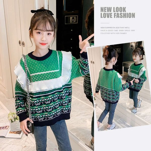 

girls' thickened cashmere sweater 2020 winter wear new foreign sle zhongda children's mink like high collar top, Blue