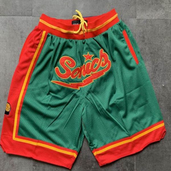 

seattle supersonics men just don retro limited edition hardwood classics nba embroidered pocket basketball shorts, Black