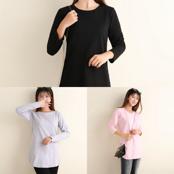 

чистый хлопок осень 2019 корейский небольшой свежий длинный рукав экипажа шеи пуловер пуловер pullovert футболку pulloverslim соответствия н, White