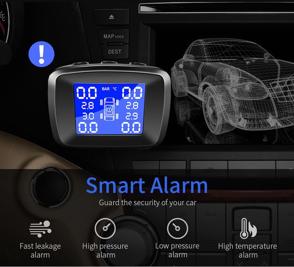 

ty14 car tyre pressure monitoring system tpms with 4 external sensors tpms tools monitor