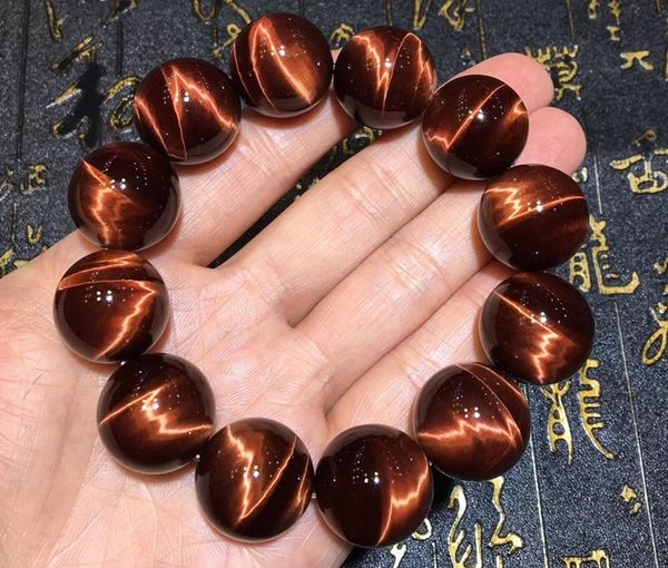 

подлинная натуральный красный тигровый глаз браслеты stretch gems 10мм 12мм 14мм 16мм 18мм 20мм большой круглый бисер браслет, Black