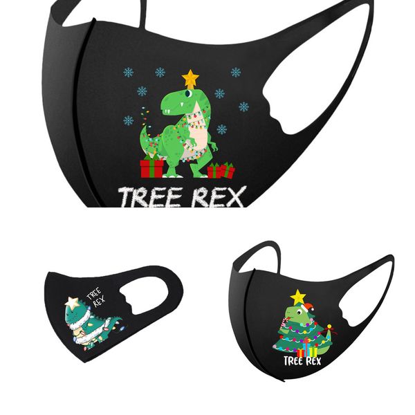 

new print 5pcs children christmas dinosaur santa claus kids boys girls washable adjustable cartoon lovely mask cover