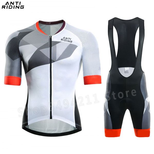 

new 2020 cycling clothing short sleeve jersey set pro road bike short clothes summer bicycle triathlon skinsuit cycle shirt c0123, Gray