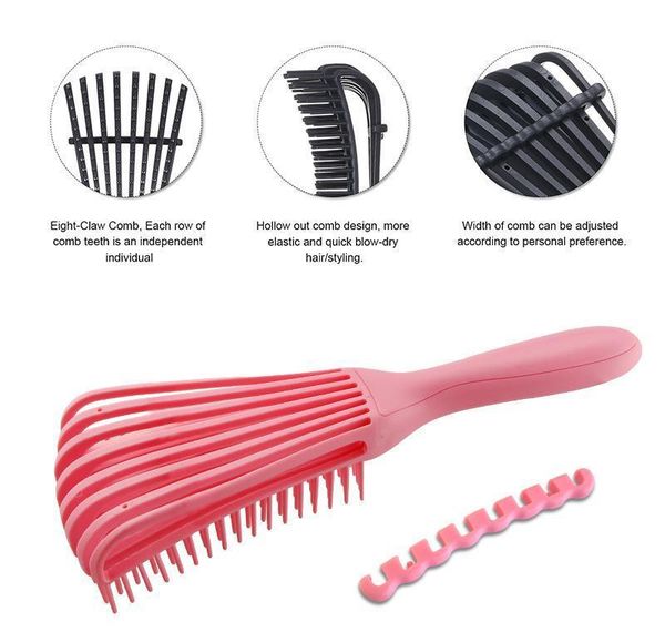 

hair eight claws comb shun hair anti-knot plastic massage comb ribs shape com bbyjmd lipper, Silver