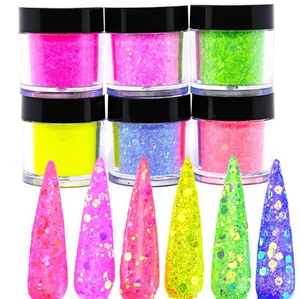 

nail glitter 1 jars/ 6 colors iridescent acrylic powder 2021 flirt pink girls just wanna dip, Silver;gold
