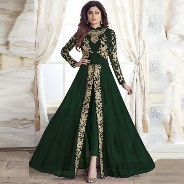 

islamic women's dress european muslim noble retro printed long-sleeved dress arab party two-piece set including pants long skirt1, Red