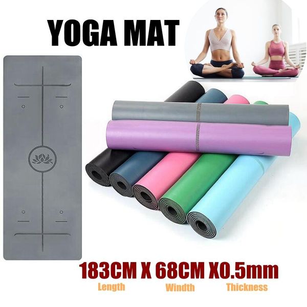 

yoga mats 5mm pu natural rubber non-slip mat 183cm x 68cm beginner fitness