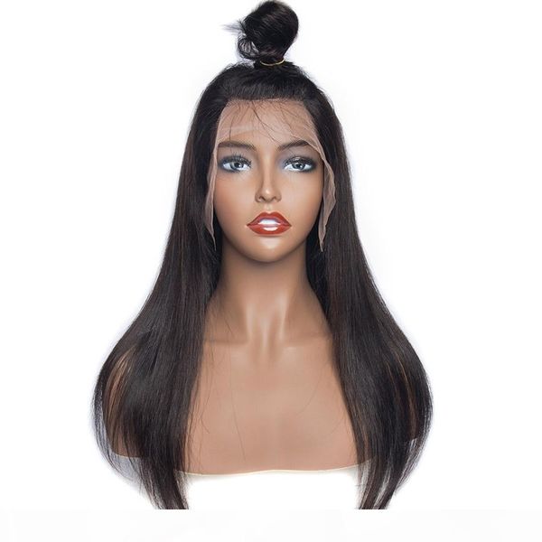 

360 frontal lace human hair wigs pre plucked 130 density virgin malaysian glueless 360 lace frontal wig with baby hairs, Black;brown