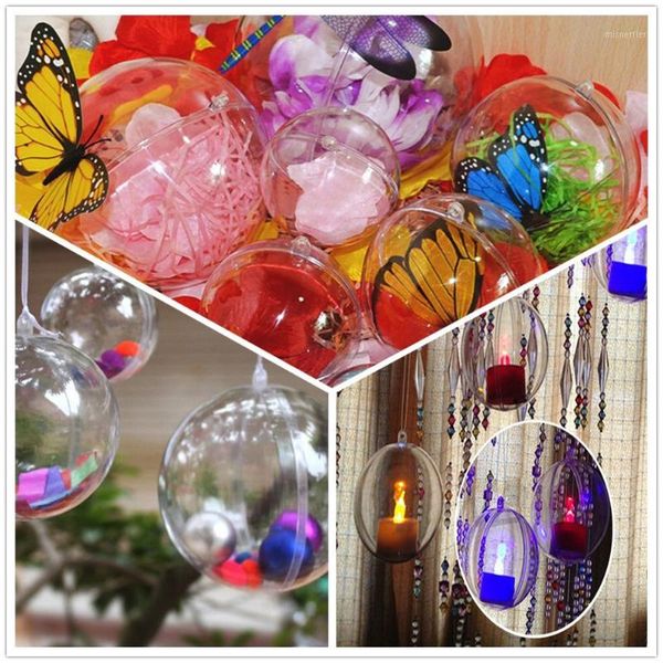 

party decoration 1pcs dia 4/5/7/8cm christmas tress hanging decorations ball transparent open plastic clear ornament kids favors supplies1