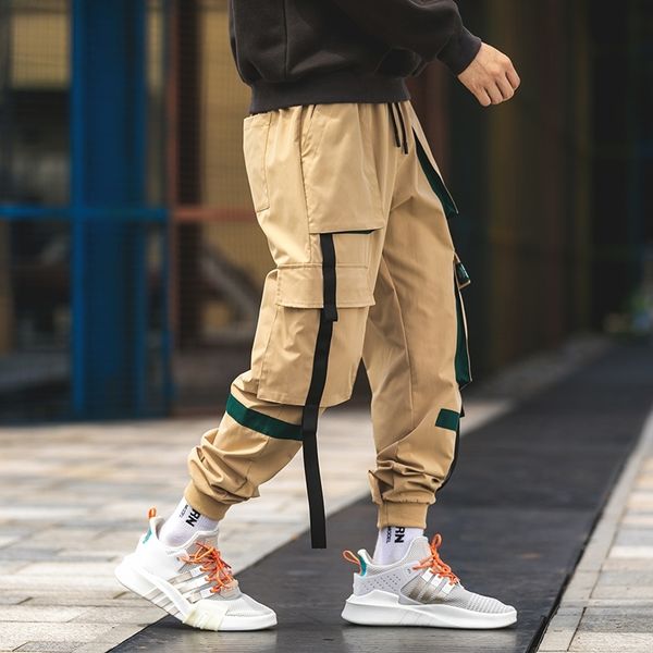 

2021 new hip hop streetwear sport spring harem rock load pocket fashionable men fashion runners skate pants c76y, Black