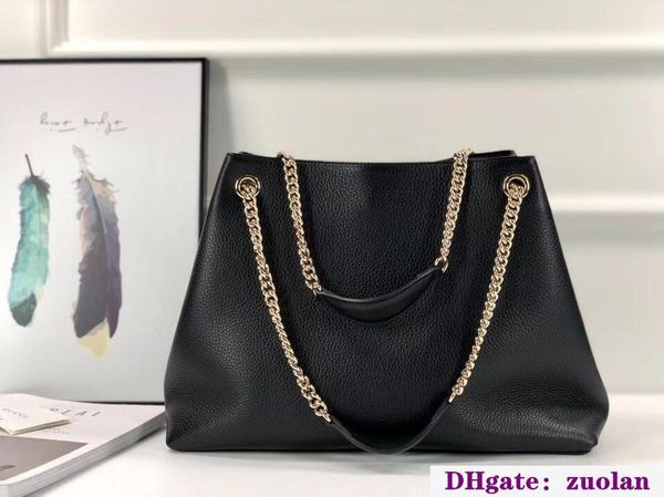 Hochwertige, modische Damen-Lederhandtasche, weiche Soho-Schultertaschen, Gepäck, Einkaufstasche, Geldbörse, Geldbörse, Damen-Quastentaschen, Goldkette 308982