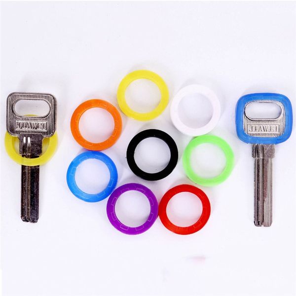 

8pcs random color hollow silicone key cap covers er ky holder elastic keyring rings key case bag organizer wallets transparent card wallet &, Red;blue