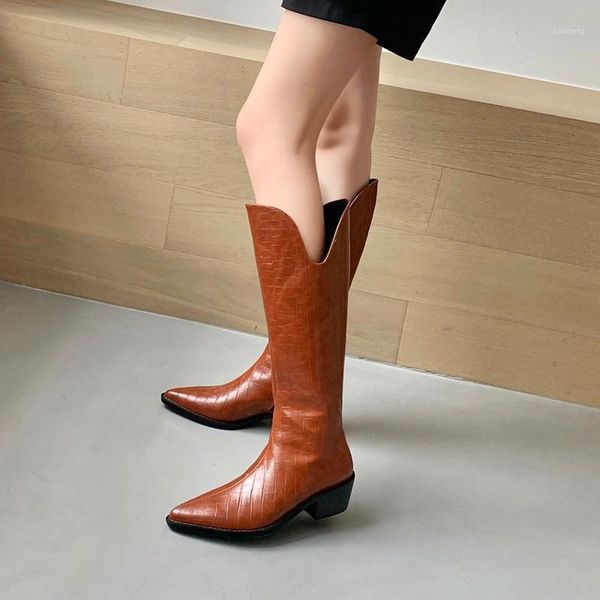 

classic boots fashion snake print cow leather knee high boots woman high heels party shoes woman autumn winter snow brown1, Black
