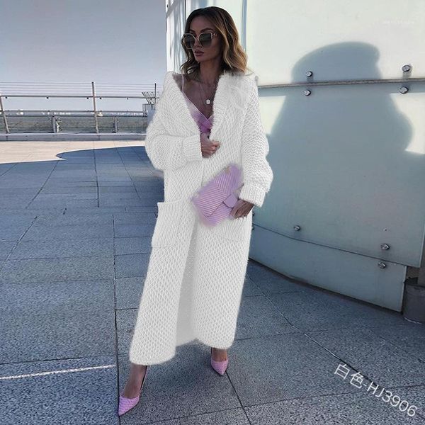 

cardigan sweater hooded long sleeve pocket autumn long coats ladies solid warm coats women lapel neck, White;black