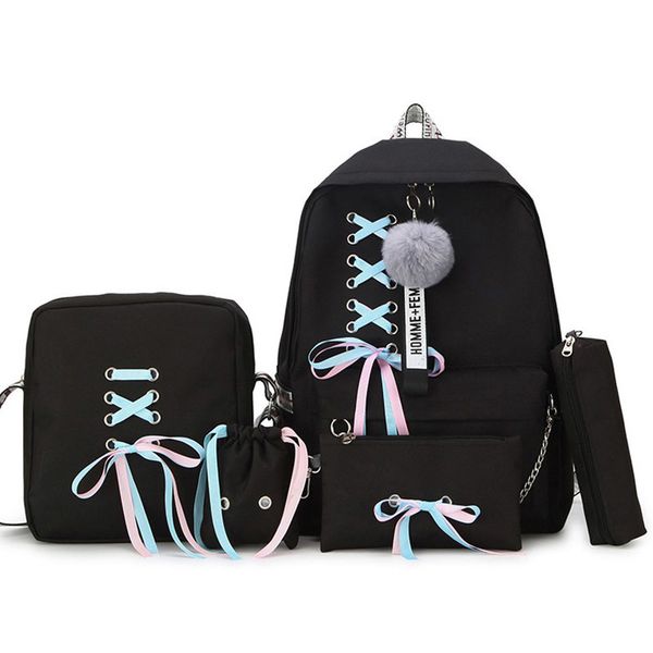 

fashion women backpacks 5 set school backpack korean design college school bags for teenage girls kids schoolbag shoulder bag c1019