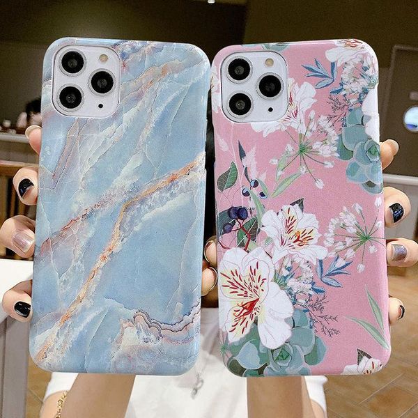 

градиент мраморного цветка листья телефон чехол для iphone se 2 11pro max xr xs max x-8 plus ретро цветка жесткого yxlqnj cases2010