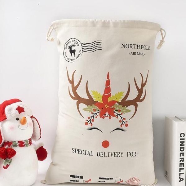 

sack cotton drawstring sacks monogrammable gift bags factorywpw7canvas bag christmas decorations santa claus deer cgy105