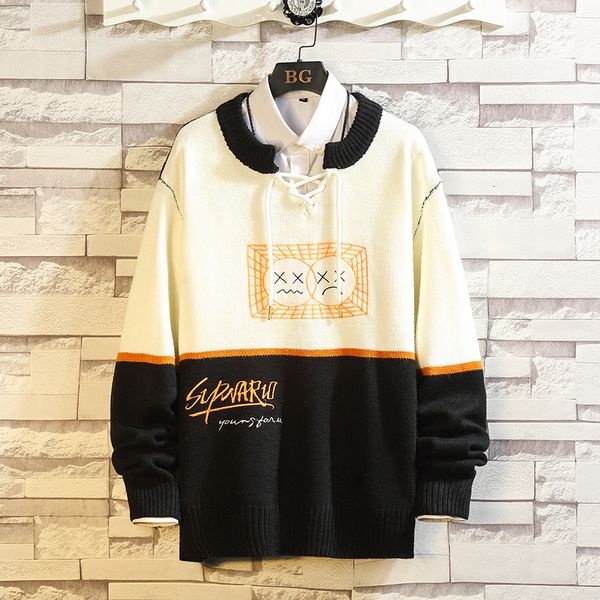 

2021 new autumn spring sweatshirt with the hoodie of black men striped hip hop punk pullover streetwear fashion clothes oversize 5xl bff0