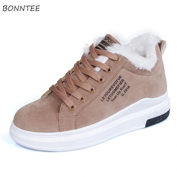 

boots women casual simple warm flat lace-up shoes fashion plush students cotton sneakers womens non-slip australia snow booties, Black