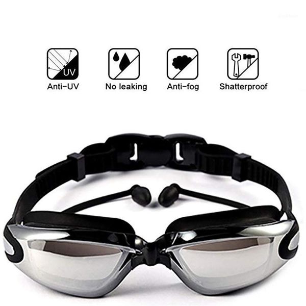 

swim goggles electroplating swimming eyewear goggles suit hd anti-fog 100% uv adjustable waterproof silicone swim glasses adult1