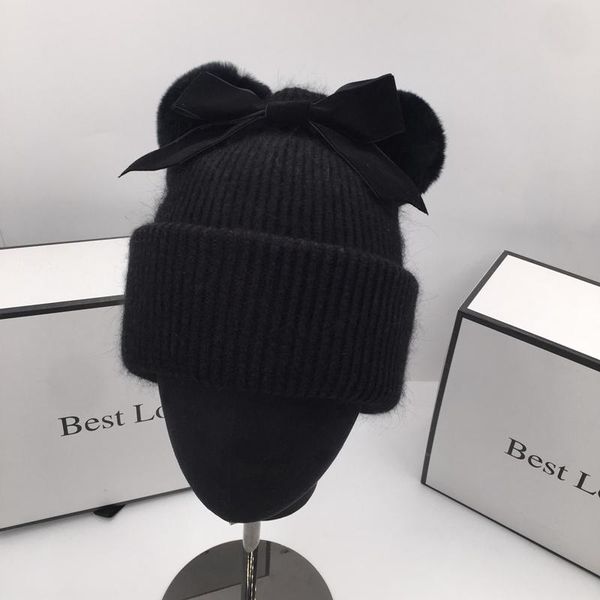 

beanie/skull caps the fur wool skullies beanies for women bulb lovely bowknot knitting hat minus age face young fashionable, Blue;gray