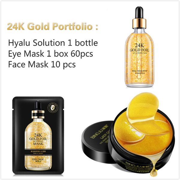 

in stock facial essence 24k gold facial care face mask mixed pack skin lifting firming serum plus eye mask ing