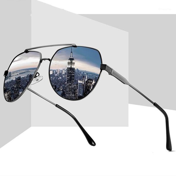 

brand design pilot sunglasses men polarized metal frame anti-glare mirror lens 2020 fashion fishing sun glasses male m284+case1, White;black
