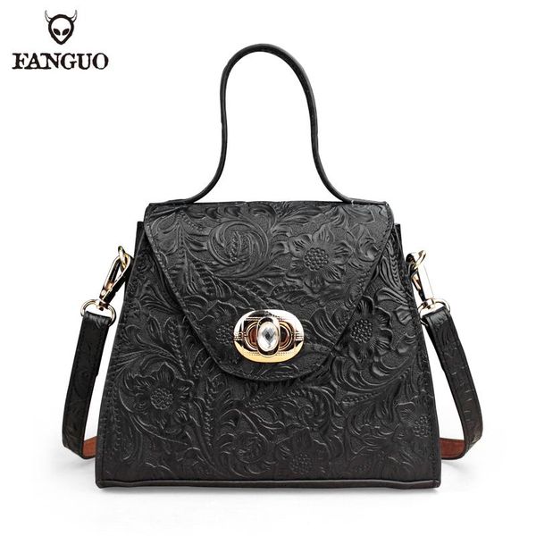 

retro female bags real leather shoulder bag for women brief flap messenger bag crossbody coin purse original flower design