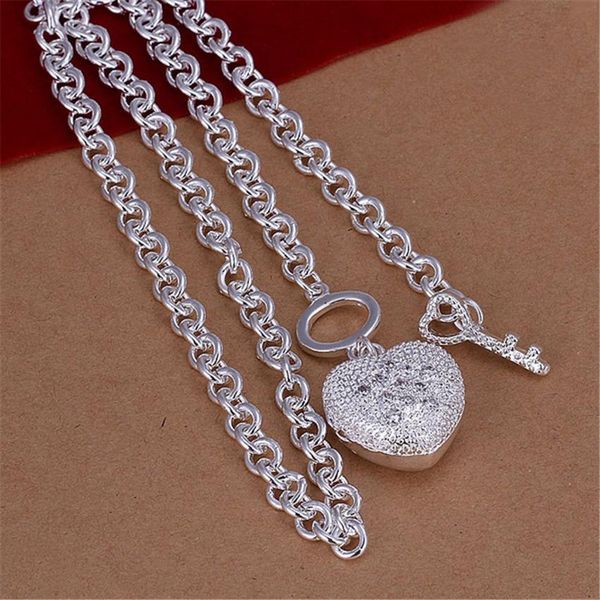 

wholesale высокое качество подвески сердце подвеска для женщин леди свадьба серебро цвет кристалл ожерелье мода ювелирные изделия n022 h sqc, Silver