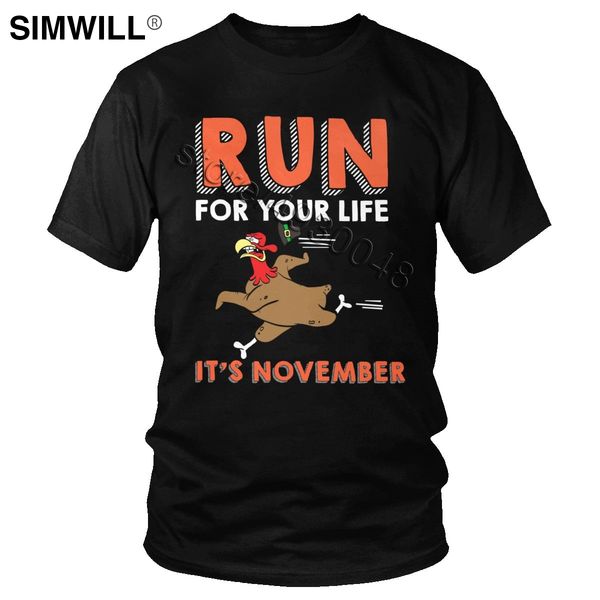 

classic humor thanksgiving turkey short sleeve run for your life it's november casual summer tee hooded sweatshirt hoodie men t shirt