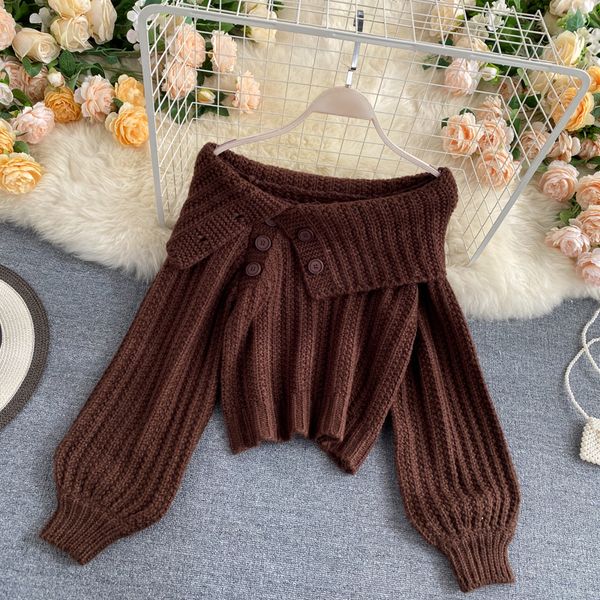 

2021 new female singiny mesh chic slash neck puff loose jumper winter streetwear pullovers t92x, White;black