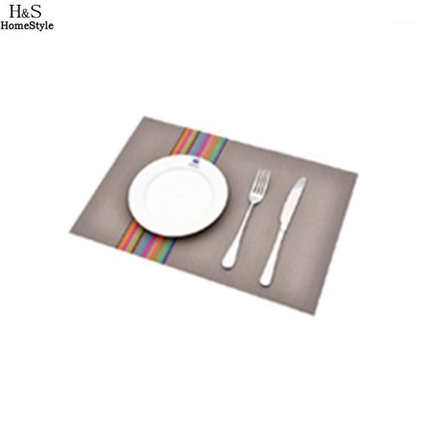 

striped kitchen square pvc print color contrast table mat placemat1