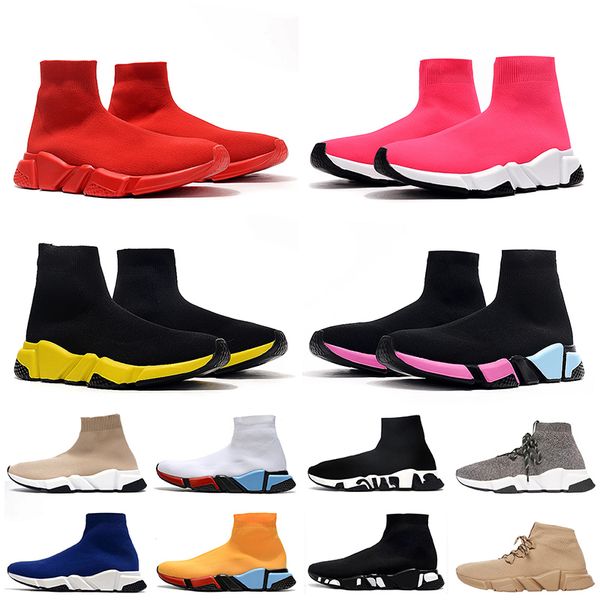 

wholesale 2021 loafers tripler clear sole women mens sock shoes luxurys designers casual shoes graffiti sock trainers womens boots sneakers, Black