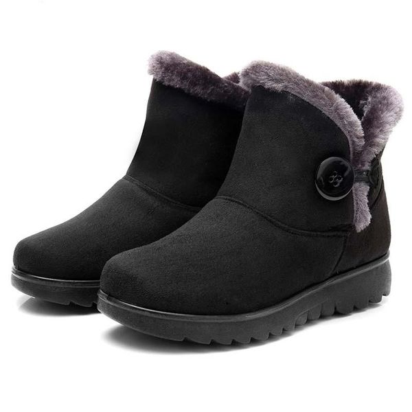 

2020 new women snow boots ladies winter short fur footwear warm winter boots waterproof non-slip mother ankle boot female shoes, Black