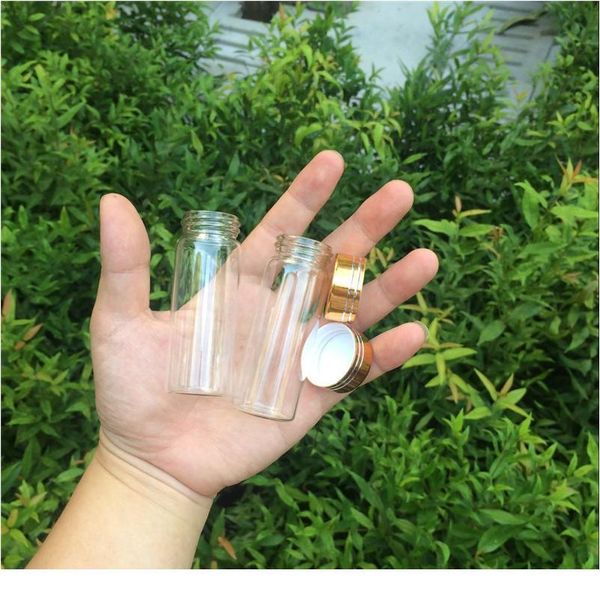 

30x80mm 24pcs 40ml glass bottles aluminium screw golden cap empty transparent clear liquid gift container wishing bot jllopx