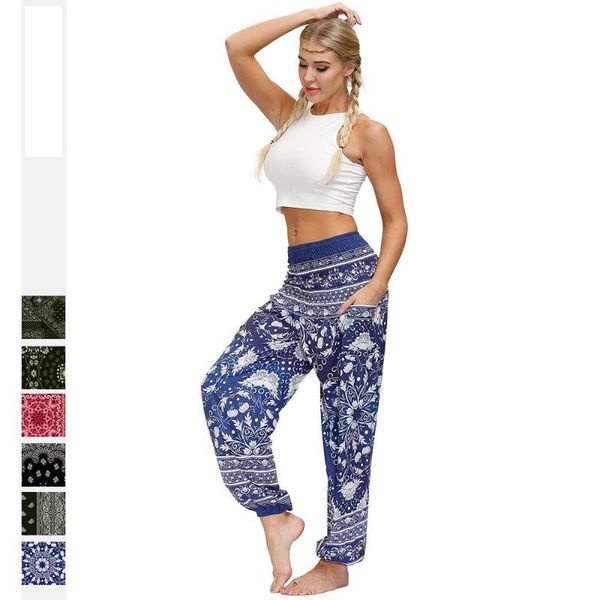 

ethnic print casual lantern pants quick dry with pocket sport leggings women yoga pants women, White;red