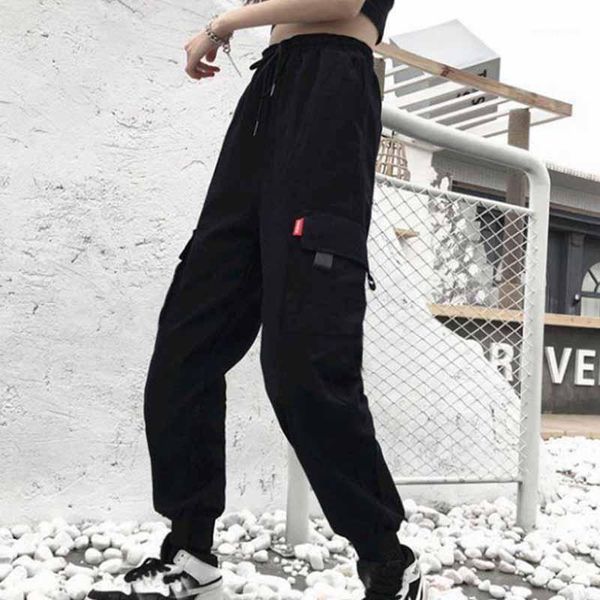 

women's pants & capris spring and autumn women's loose casual high waist thick overalls slim trouser oversize black harem female1, Black;white