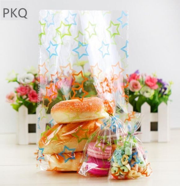 

gift wrap 50pcs star pattern plastic candy bags small cleart bread baking packing bag cookie pouch with tie wire1
