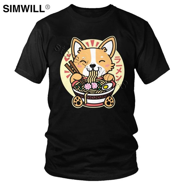 

смешные корги едят рамен мужская graphic tee японский ину pet короткие рукава cute kawaii собака лапша tshirt толстовка с капюшоном толстовк