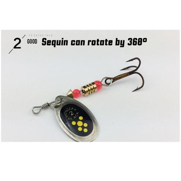 

1pcs hooks spinner spoon metal lures rotating 6cm/2.5g fishing lure sequins crankbait hooks for bass pike wobble sqciwg