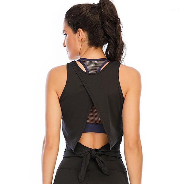 

yoga outfits cross strap shirt women fitness gym crop high stretchy sports t-shirt tank shirts women1, White;red
