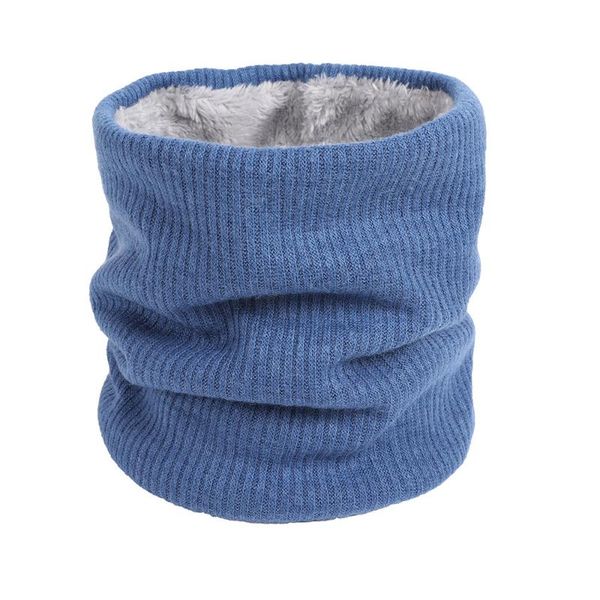 

2020 ring neck scarf women winter solid thicken knitted fur scarves warm wool cashmere snood kids beanie easy scarfs, Blue;gray