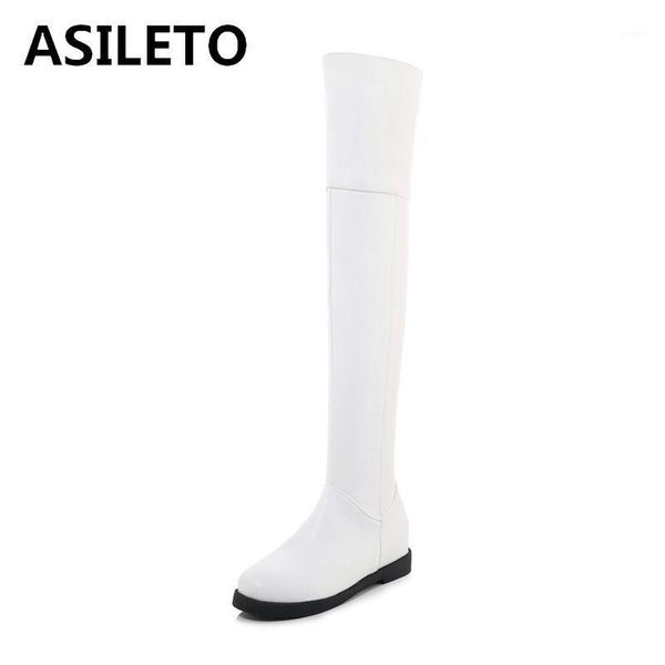 

asileto round toe flat with pu warm short plush knee high snow boots platform mesh zip big size 32-43 black white winter shoes1