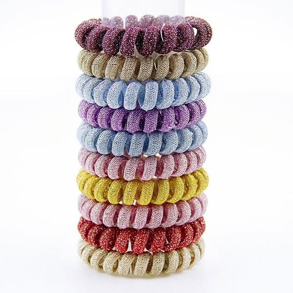 

handmade 5.5cm cloth telephone wire cord hair tie big girls children elastic hairbands rope ring women bracelets, Pink