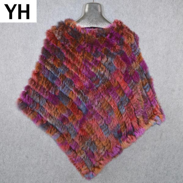 

women spring autumn knitted real fur poncho scarves real natural fur shawl scarf, Blue;gray