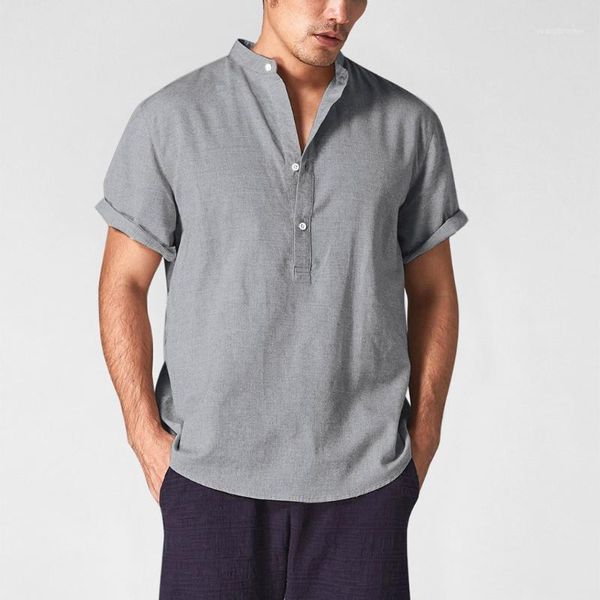 

men's casual shirts men's hanging dyed social summer cotton linen fashion short sleeve cool and thin breathable collar camisas1, White;black