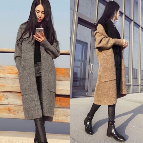 

2020 осени новой моды женской одежды корейский стиль свитер sweatertemperament леди длиной вязание среднего свитер джемпер женщины ин epffb, White;black