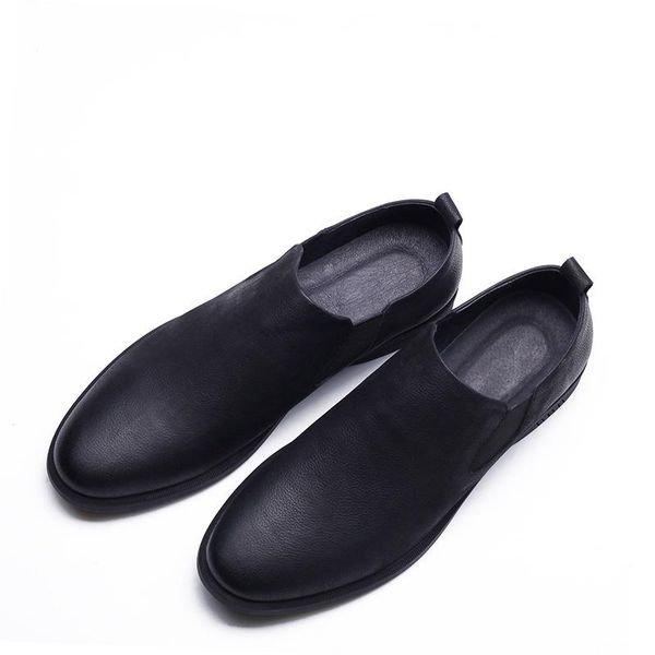 

men shoes business casual leather shoes soft bottom soft leather genuine comfortable raise foot work wear, Black