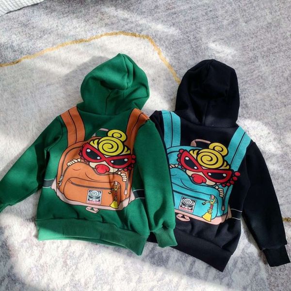 

winter black super cartoon pullover long sve hooded baby wear children's casual sweater